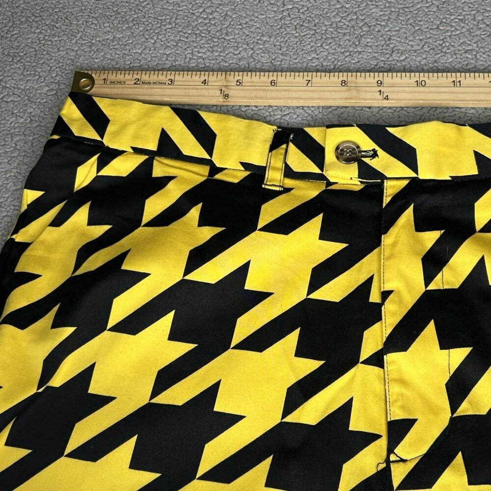 Loudmouth Golf Shorts Mens 38 Yellow Houndstooth Chino Stretch Golf 11 Inseam - Picture 7 of 10